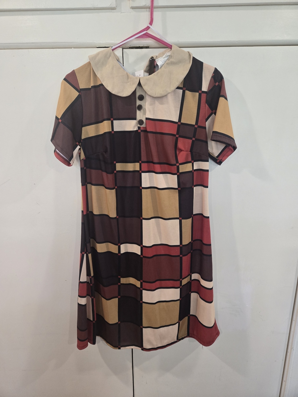 Brand NEW Costume - Geo-Block Mini Dress in Red, Brown & Mustard - Picture 3 of 7